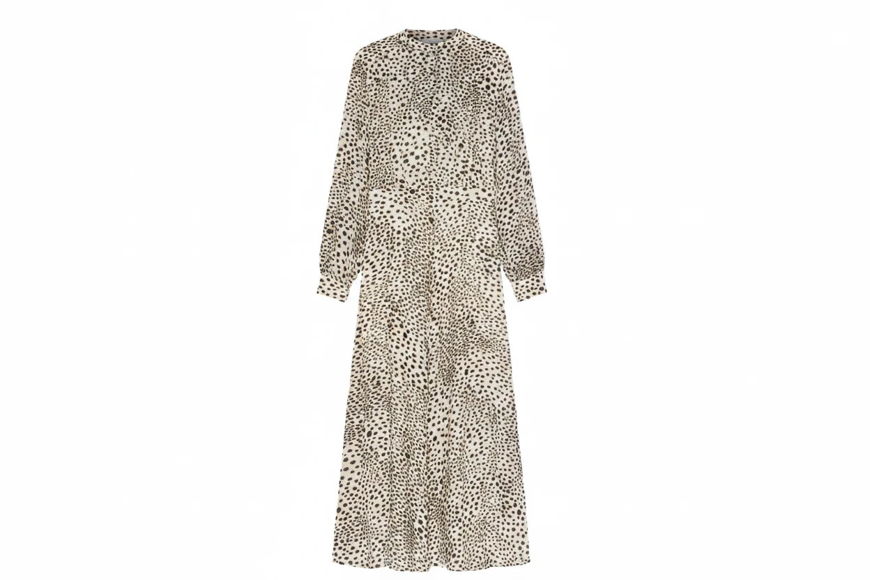 Abito chemisier lungo con stampa dalmata