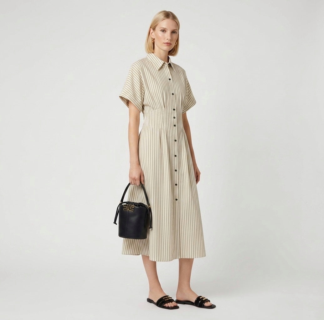 Abito rigato con bustier