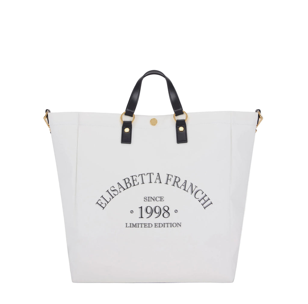 Borsa tote in canva con logo Elisabetta Franchi