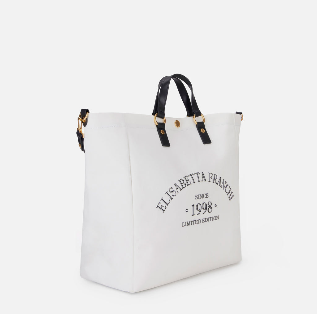 Borsa tote in canva con logo Elisabetta Franchi