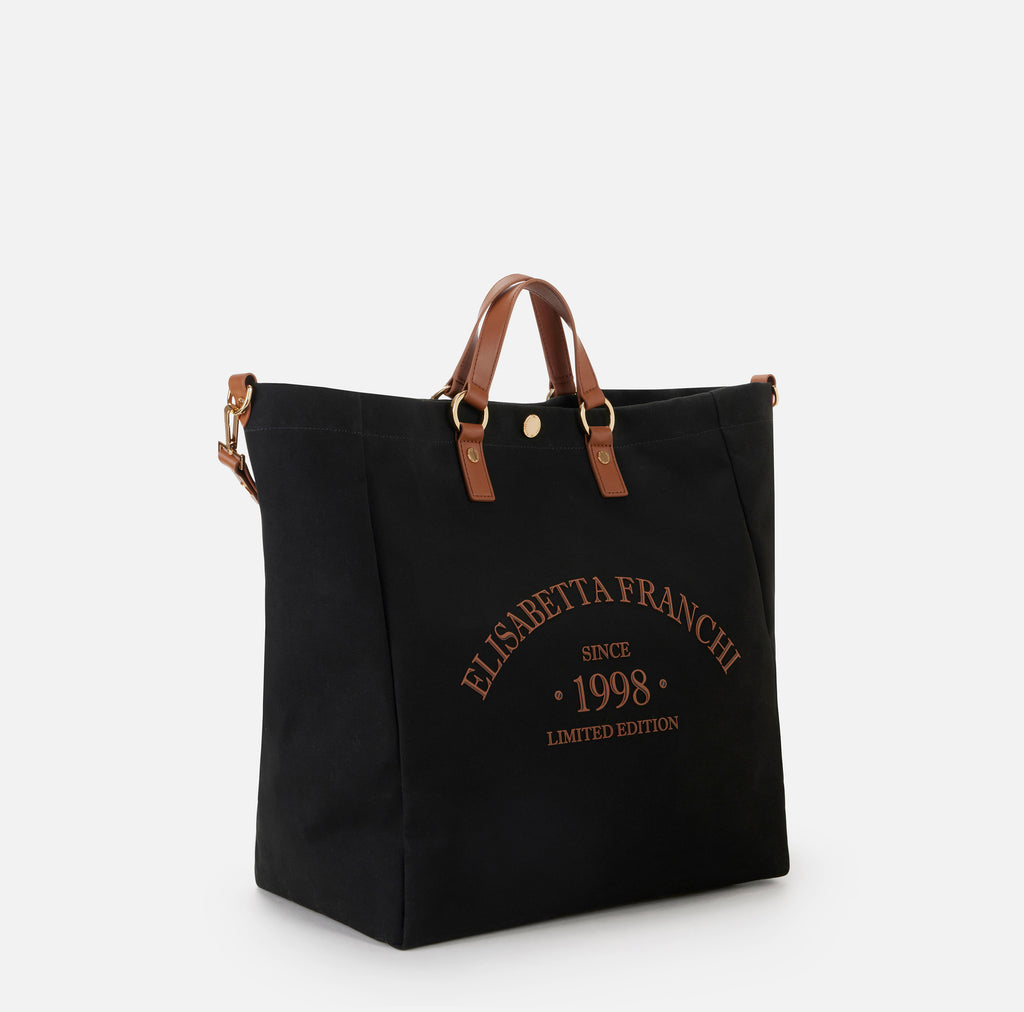 Borsa tote in canva con logo Elisabetta Franchi
