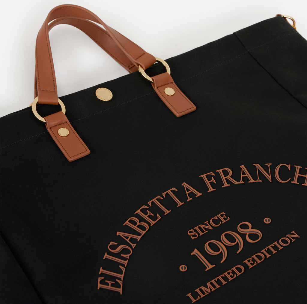 Borsa tote in canva con logo Elisabetta Franchi