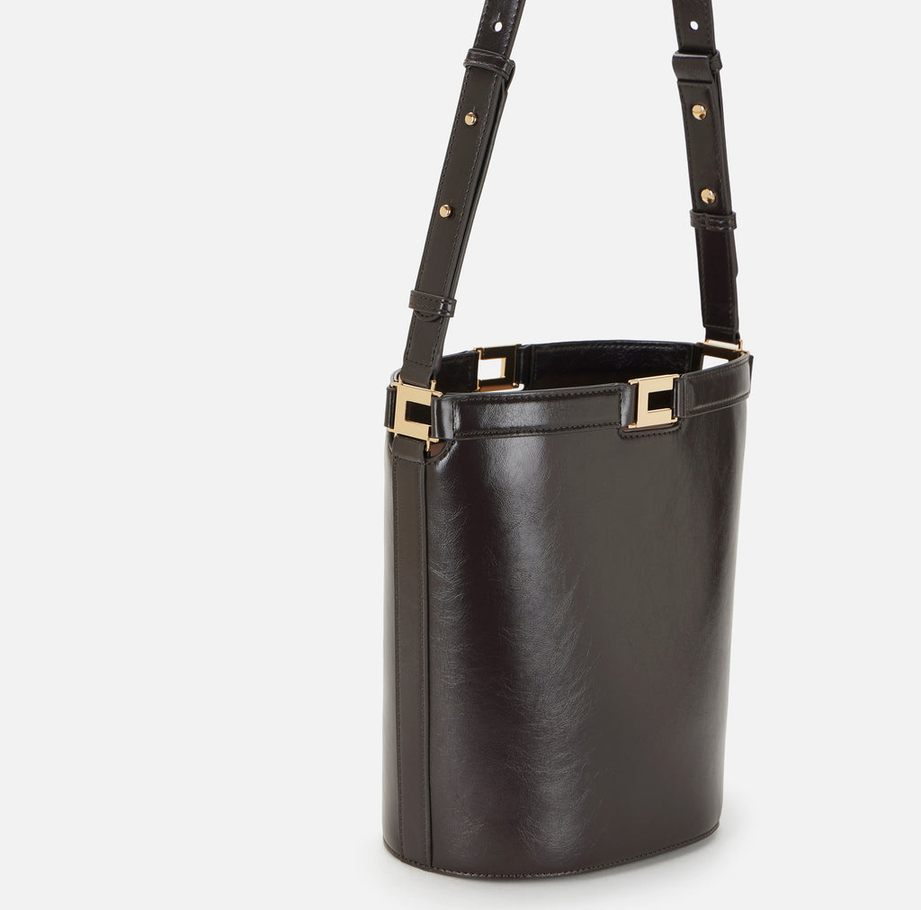 Borsa a secchiello effetto naplak marrone Elisabetta Franchi