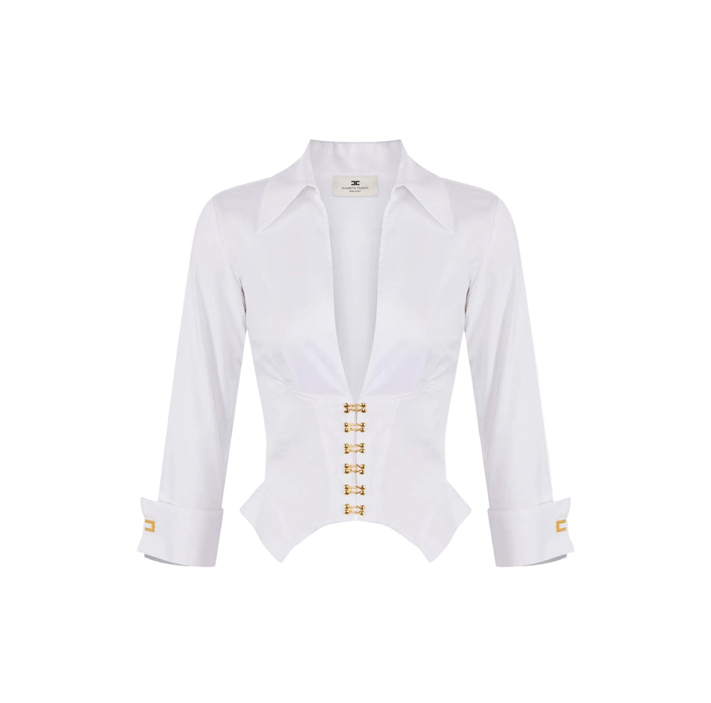 Camicia in cotone con ganci gioiello Elisabetta Franchi