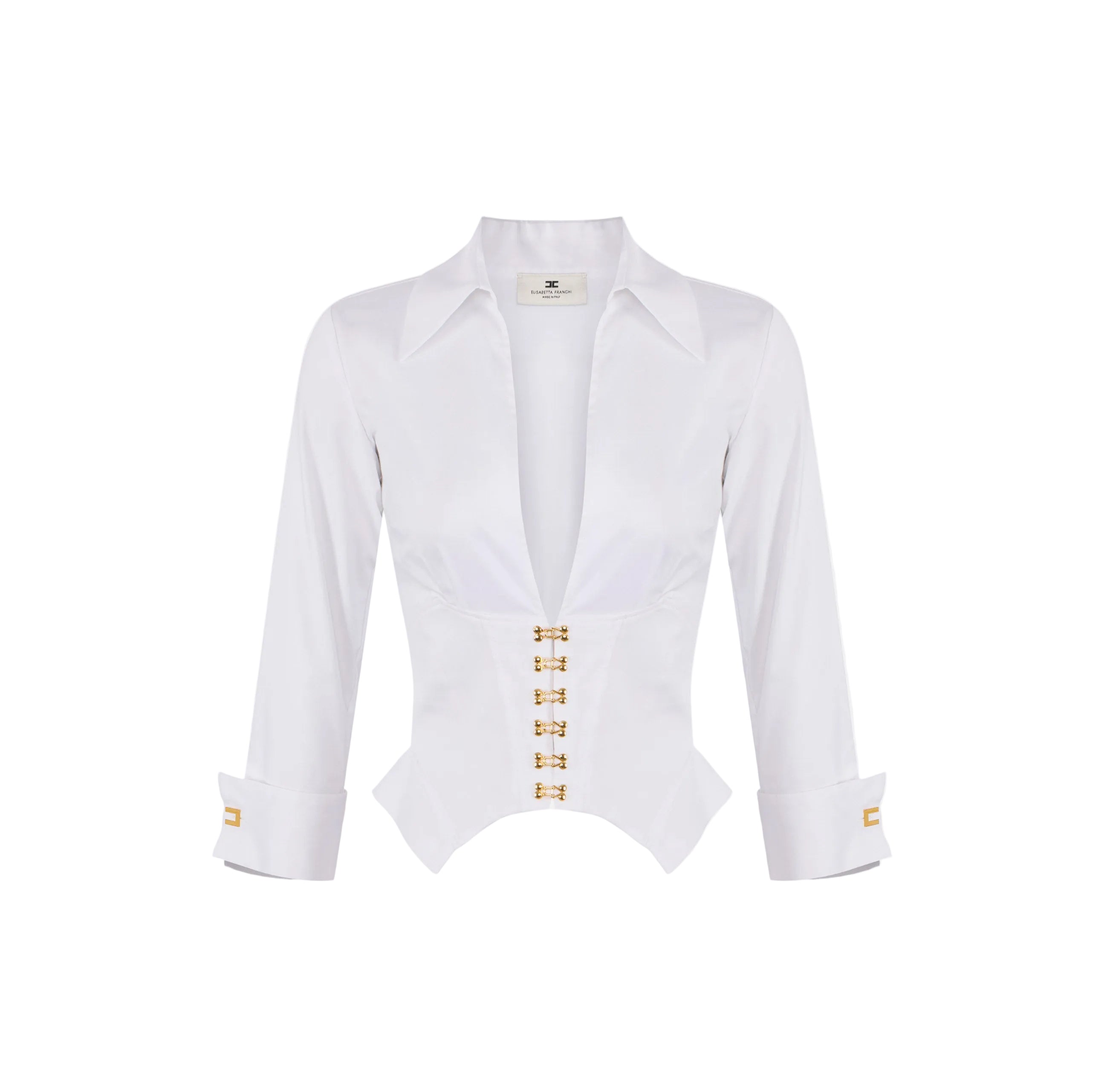 Camicia in cotone con ganci gioiello Elisabetta Franchi