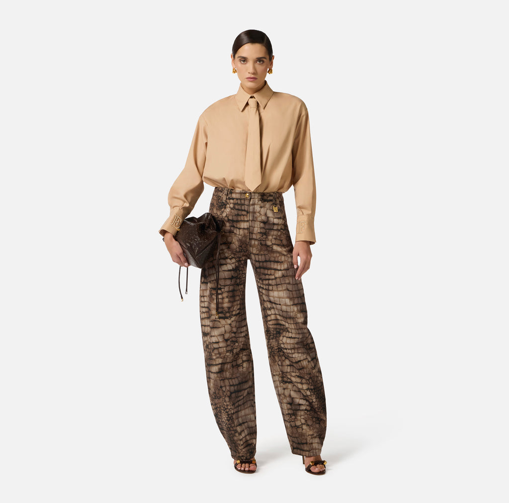 Jeans con stampa alligatore Elisabetta Franchi