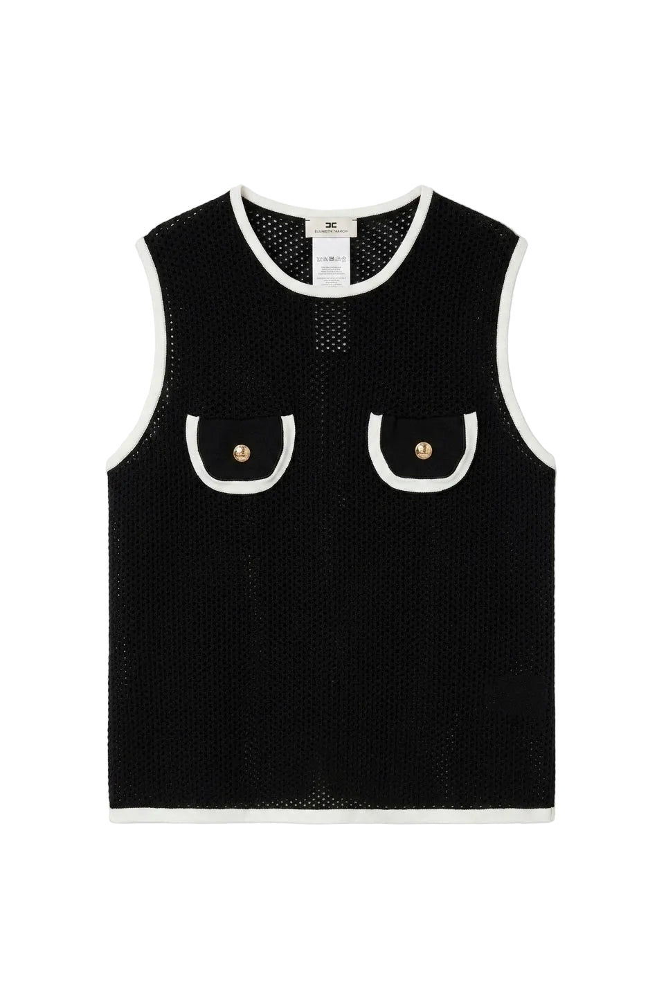 Maglia effetto rete con taschini Elisabetta Franchi