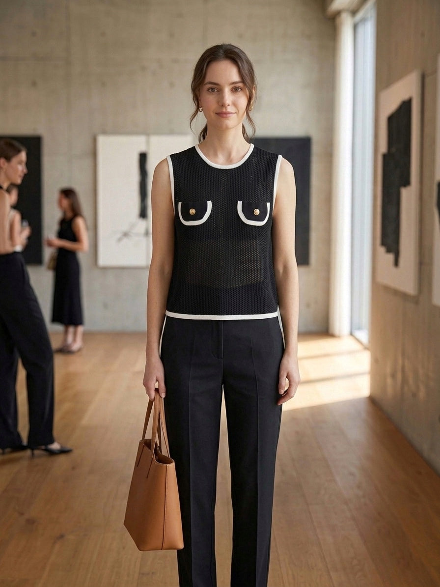 Maglia effetto rete con taschini Elisabetta Franchi