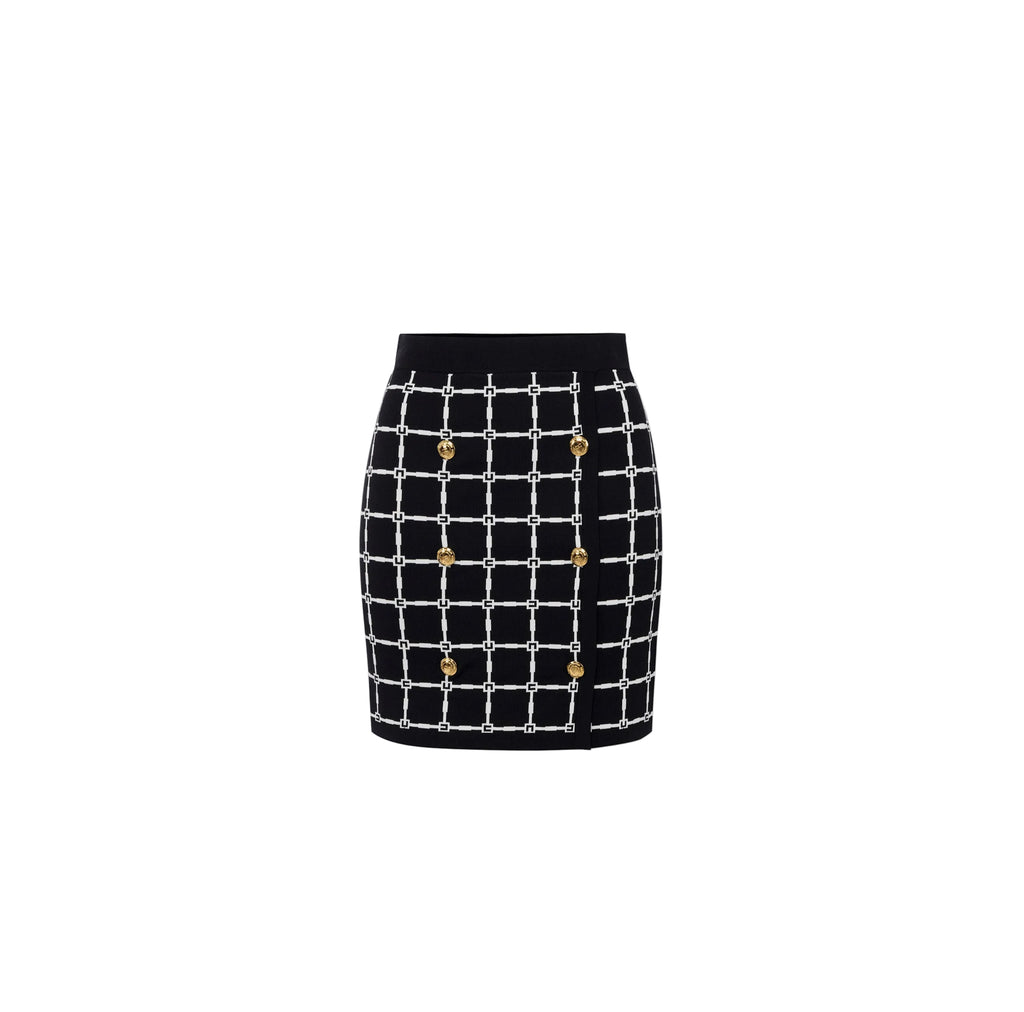 Minigonna in jacquard logo con bottoni dorati Elisabetta Franchi
