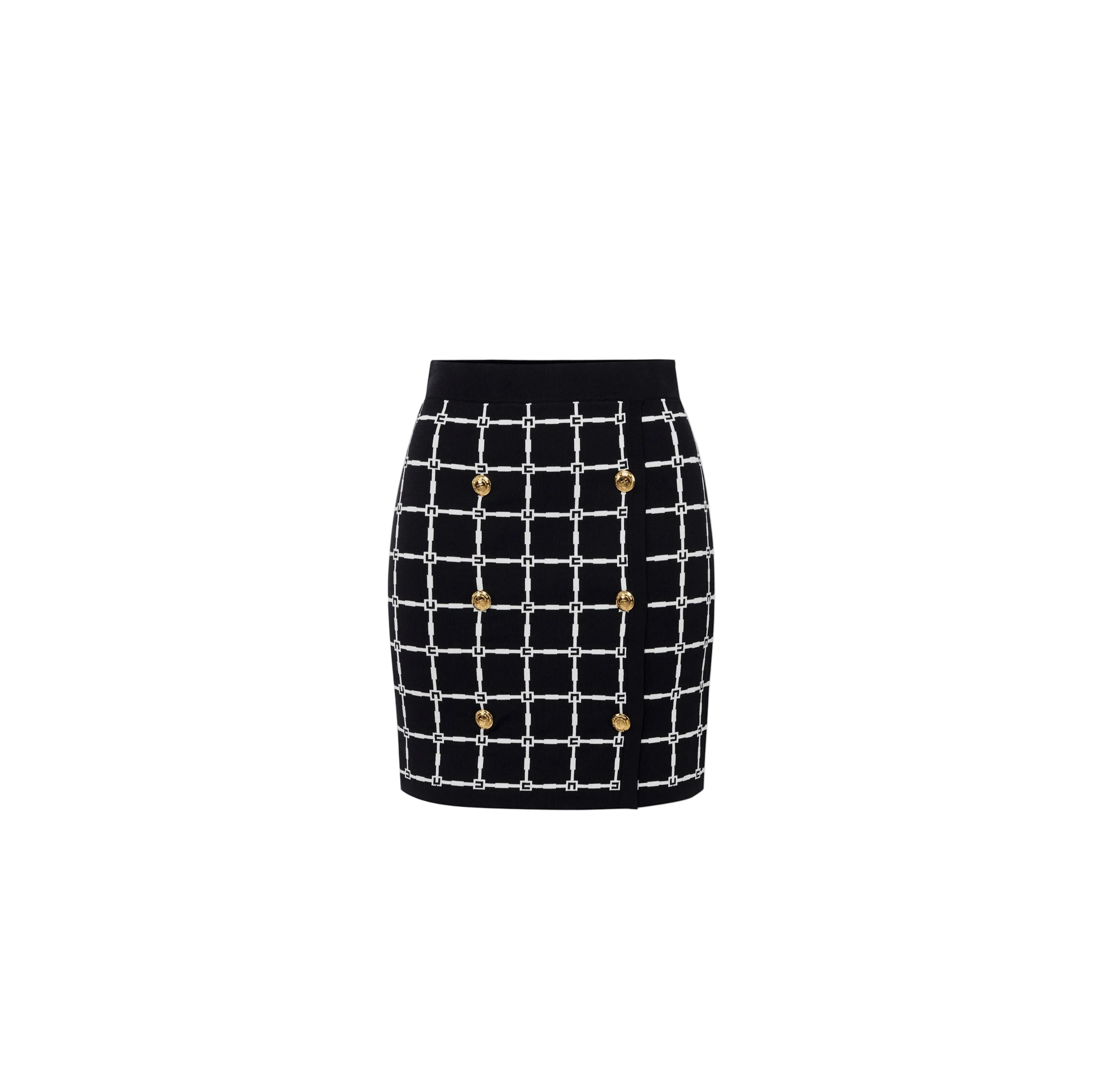 Minigonna in jacquard logo con bottoni dorati Elisabetta Franchi