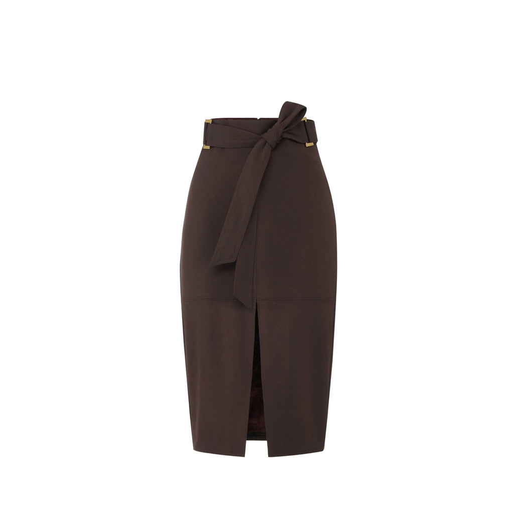Gonna in gabardina con fusciacca e dettagli oro