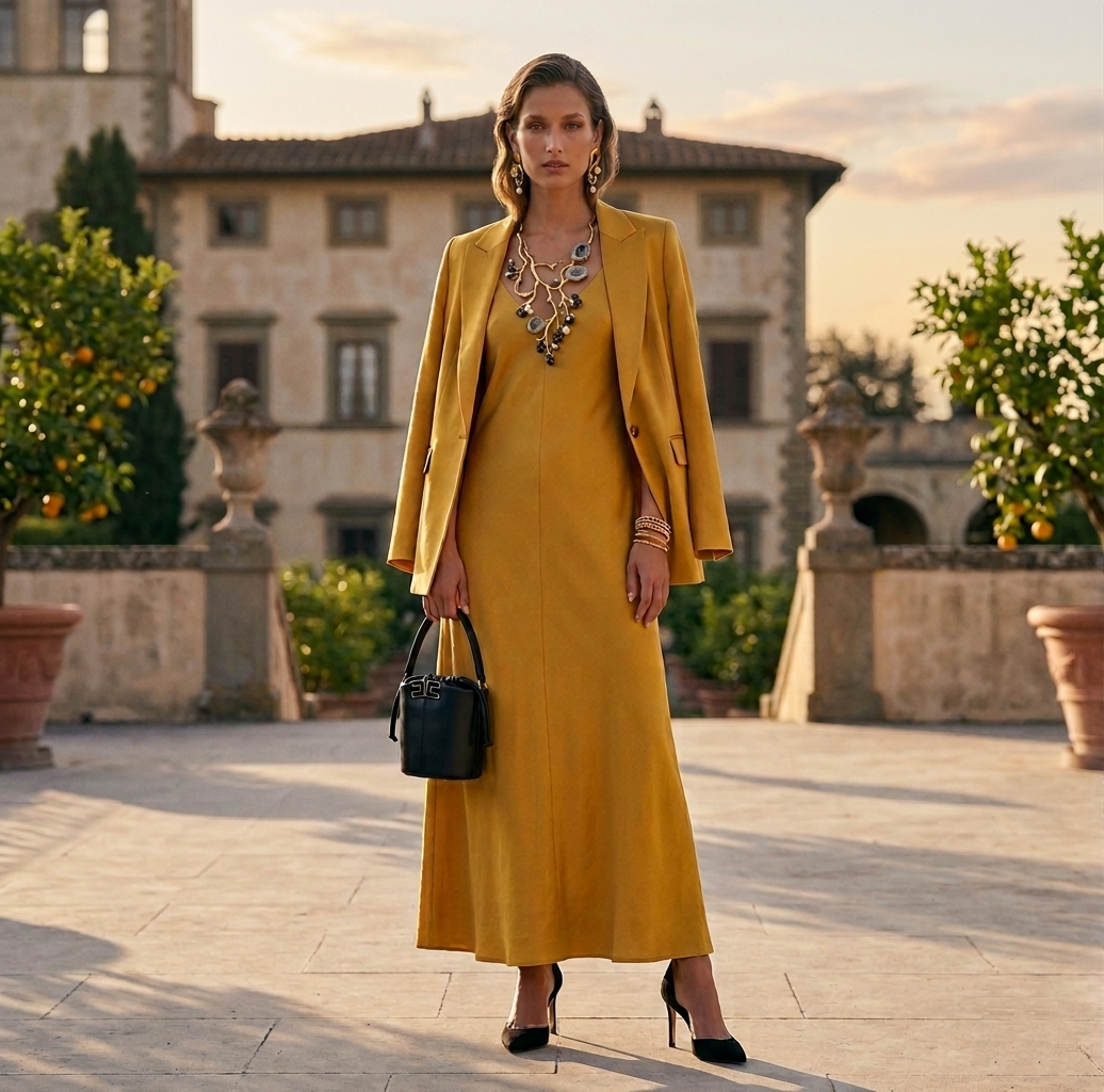 Slip dress in gabardina di misto lino MARELLA