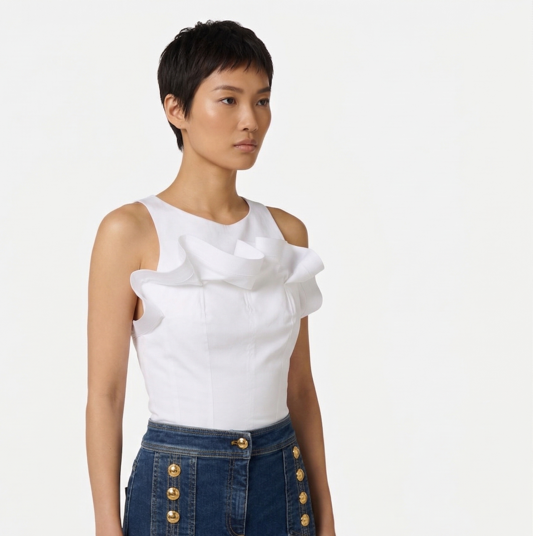Top in cotone con balza Elisabetta Franchi