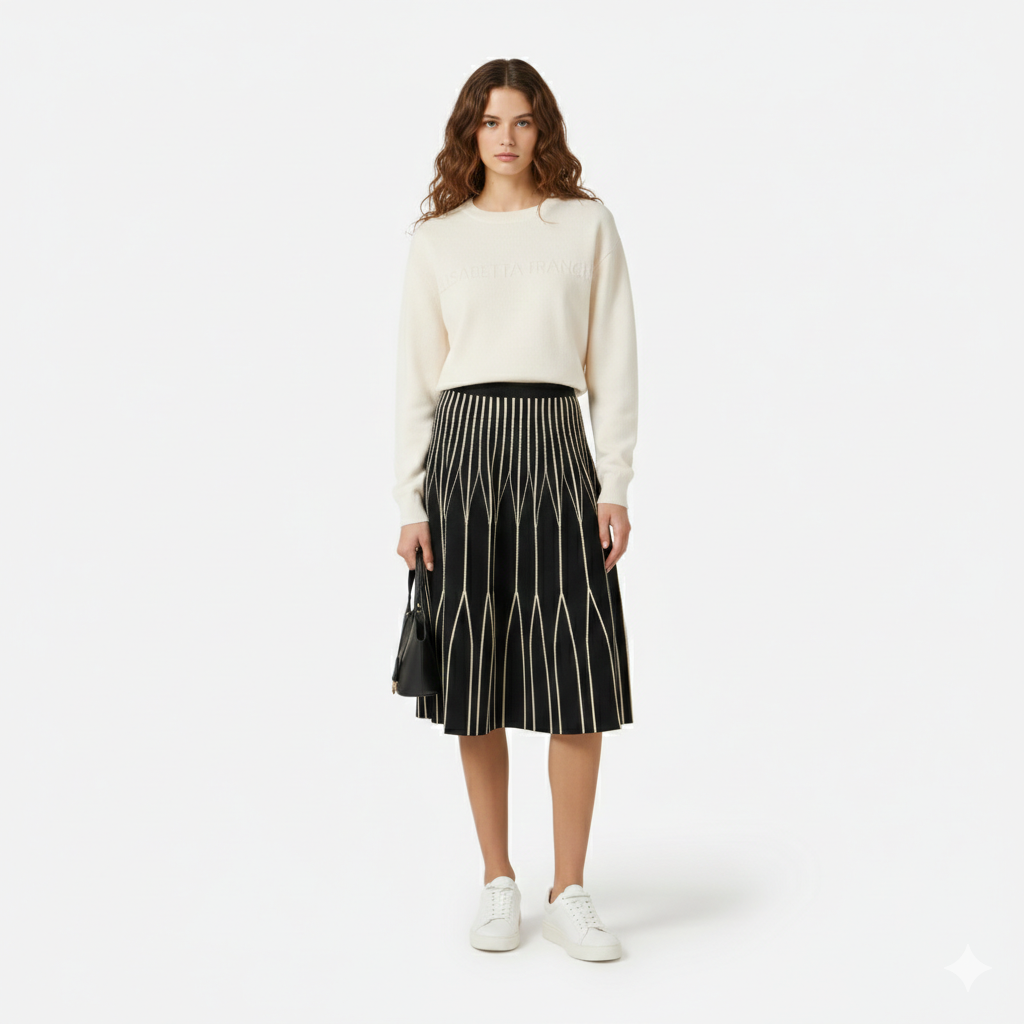 Felpa in maglia con logo Elisabetta Franchi