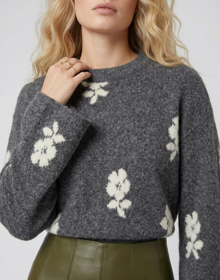Maglia jaquard con fiori Isabelle Blanche Paris