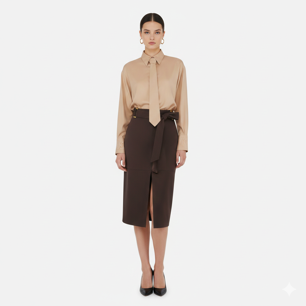 Camicia in cotone con cravatta Elisabetta Franchi