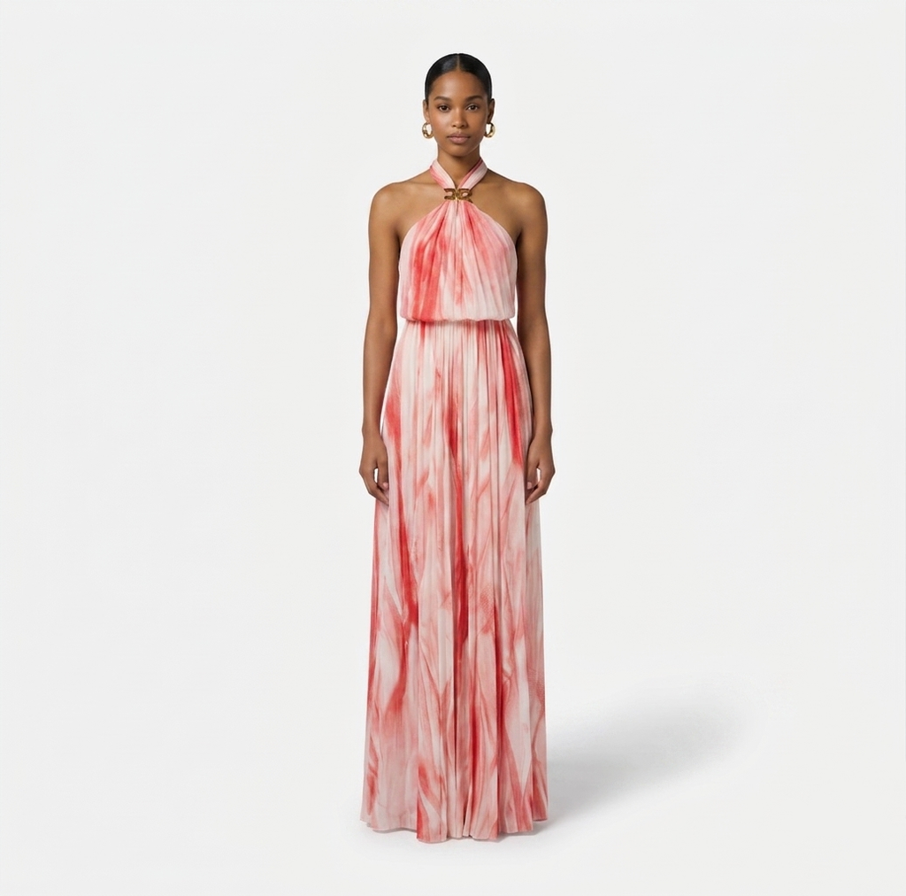 Abito in viscosa con stampa tulle Elisabetta Franchi
