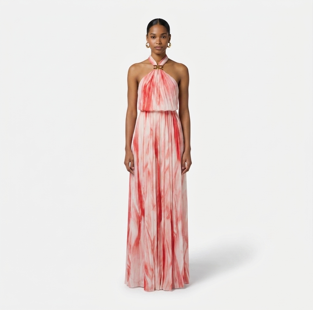 Abito in viscosa con stampa tulle Elisabetta Franchi