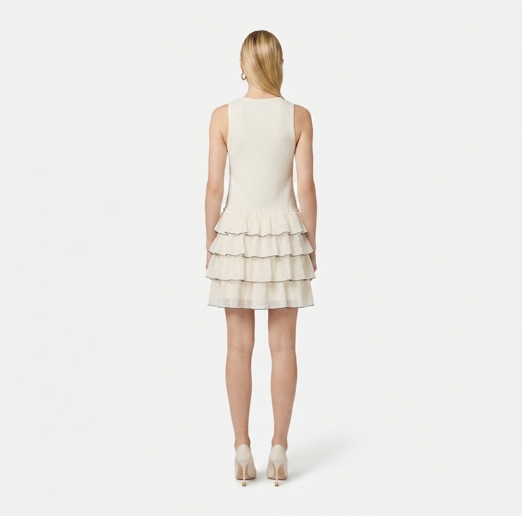 Abito in maglia con ruches e balze Elisabetta Franchi