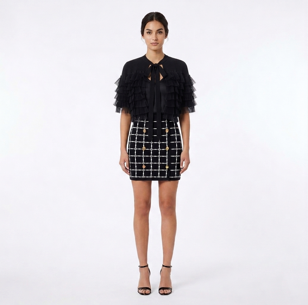 Minigonna in jacquard logo con bottoni dorati Elisabetta Franchi