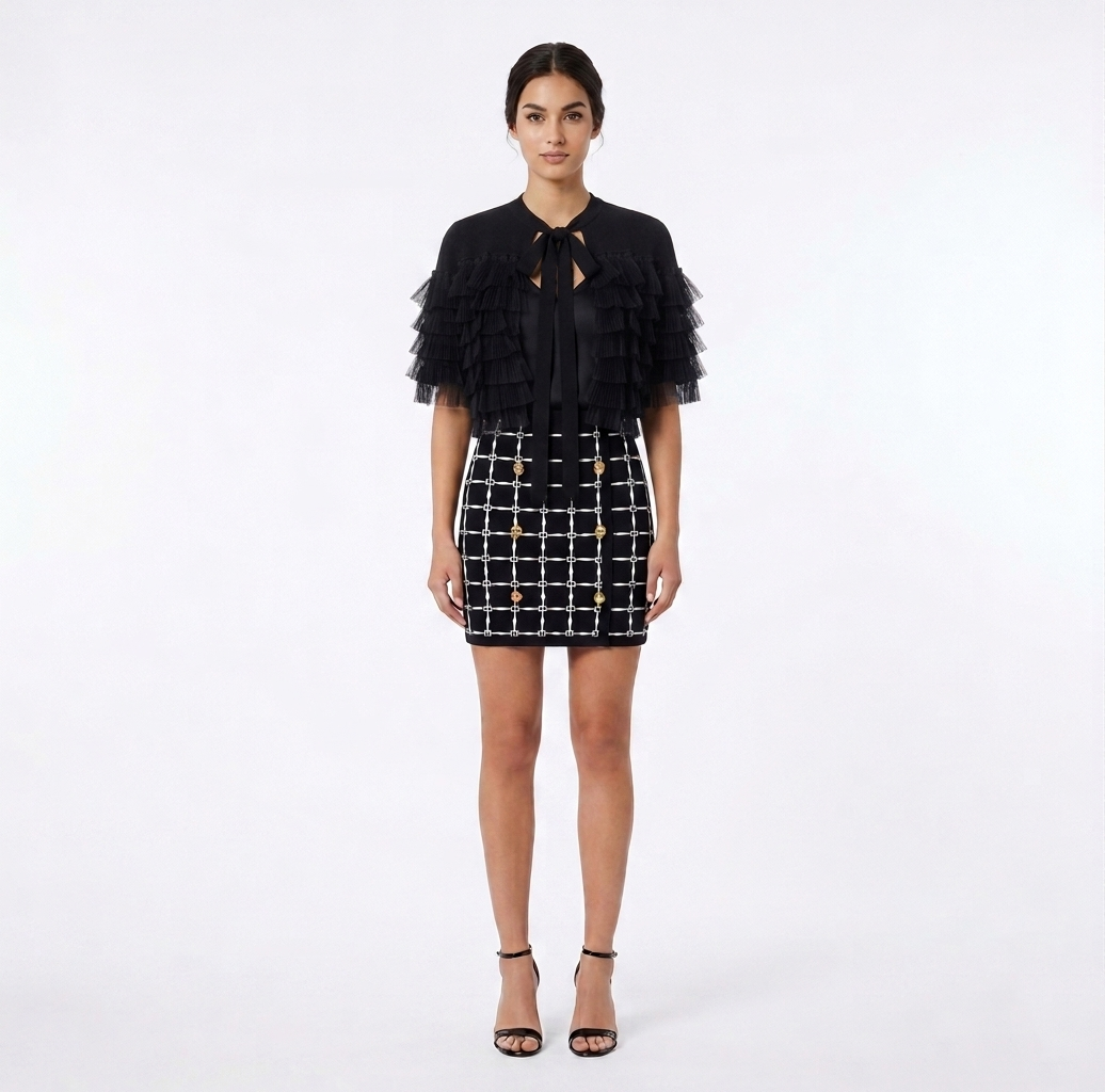 Minigonna in jacquard logo con bottoni dorati Elisabetta Franchi