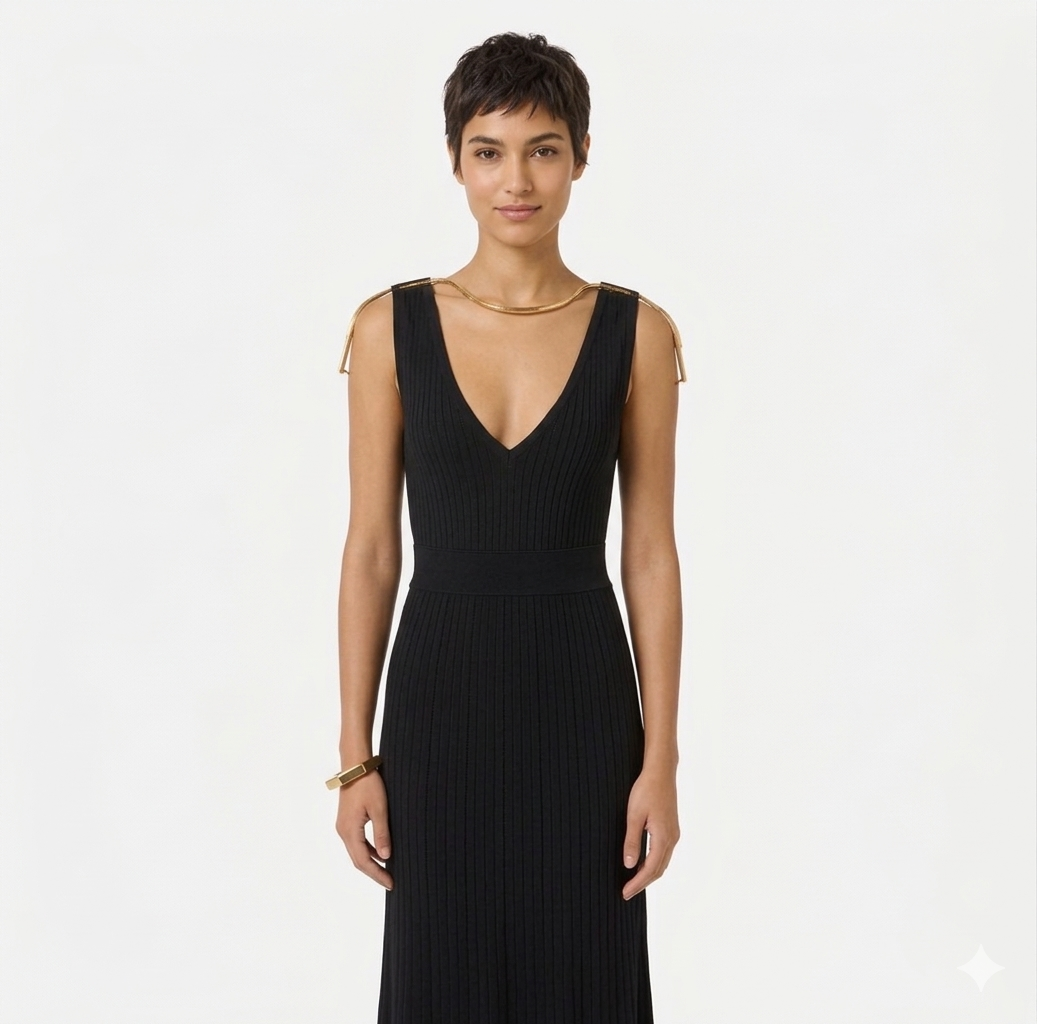 Abito in maglia con dettaglio gioiello