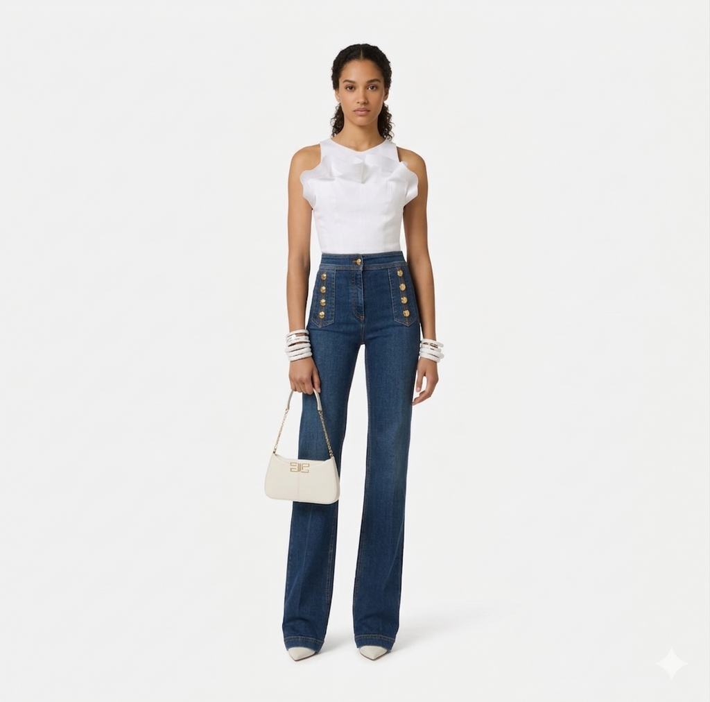 Top in cotone con balza Elisabetta Franchi