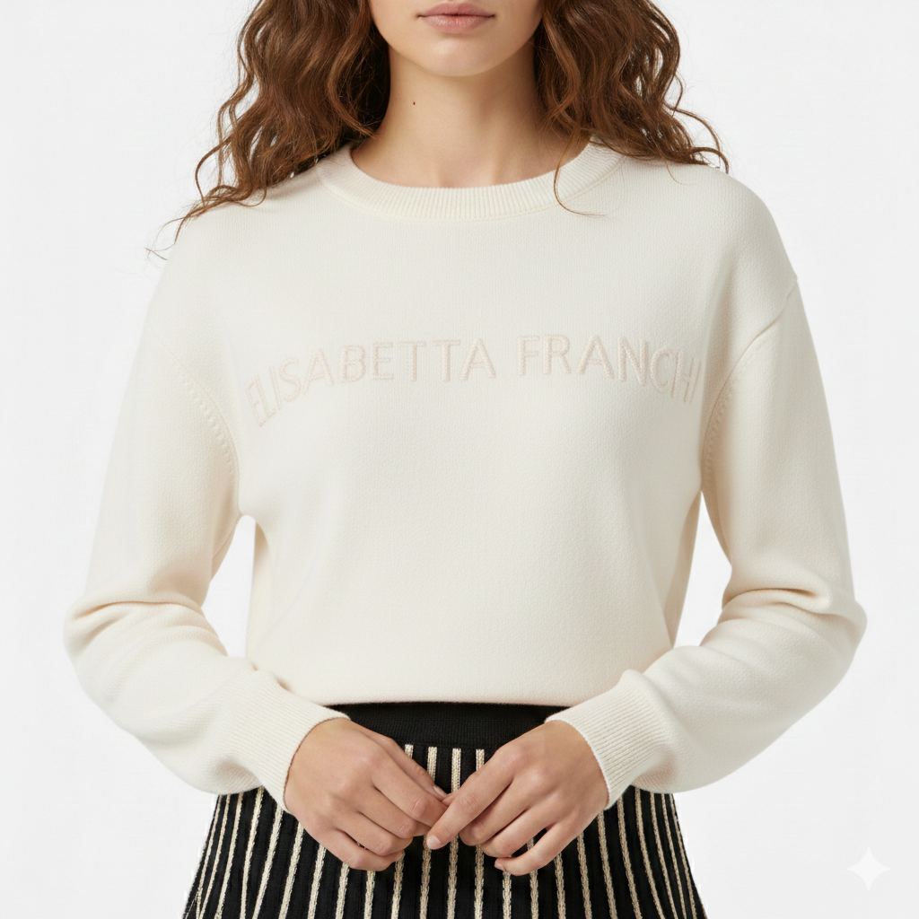 Felpa in maglia con logo Elisabetta Franchi