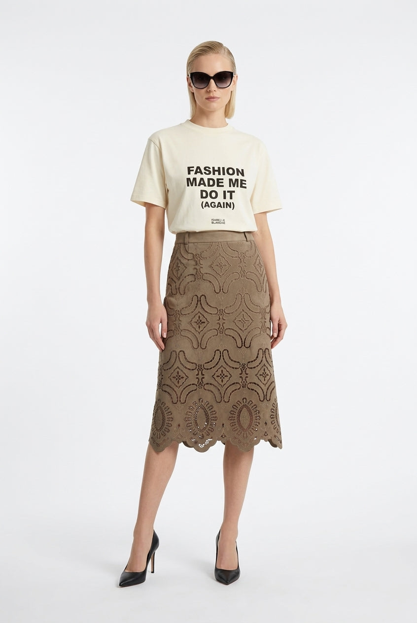 Gonna in suede ricamato Isabelle Blanche Paris