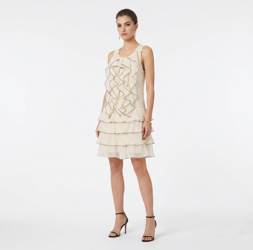Abito in maglia con ruches e balze Elisabetta Franchi