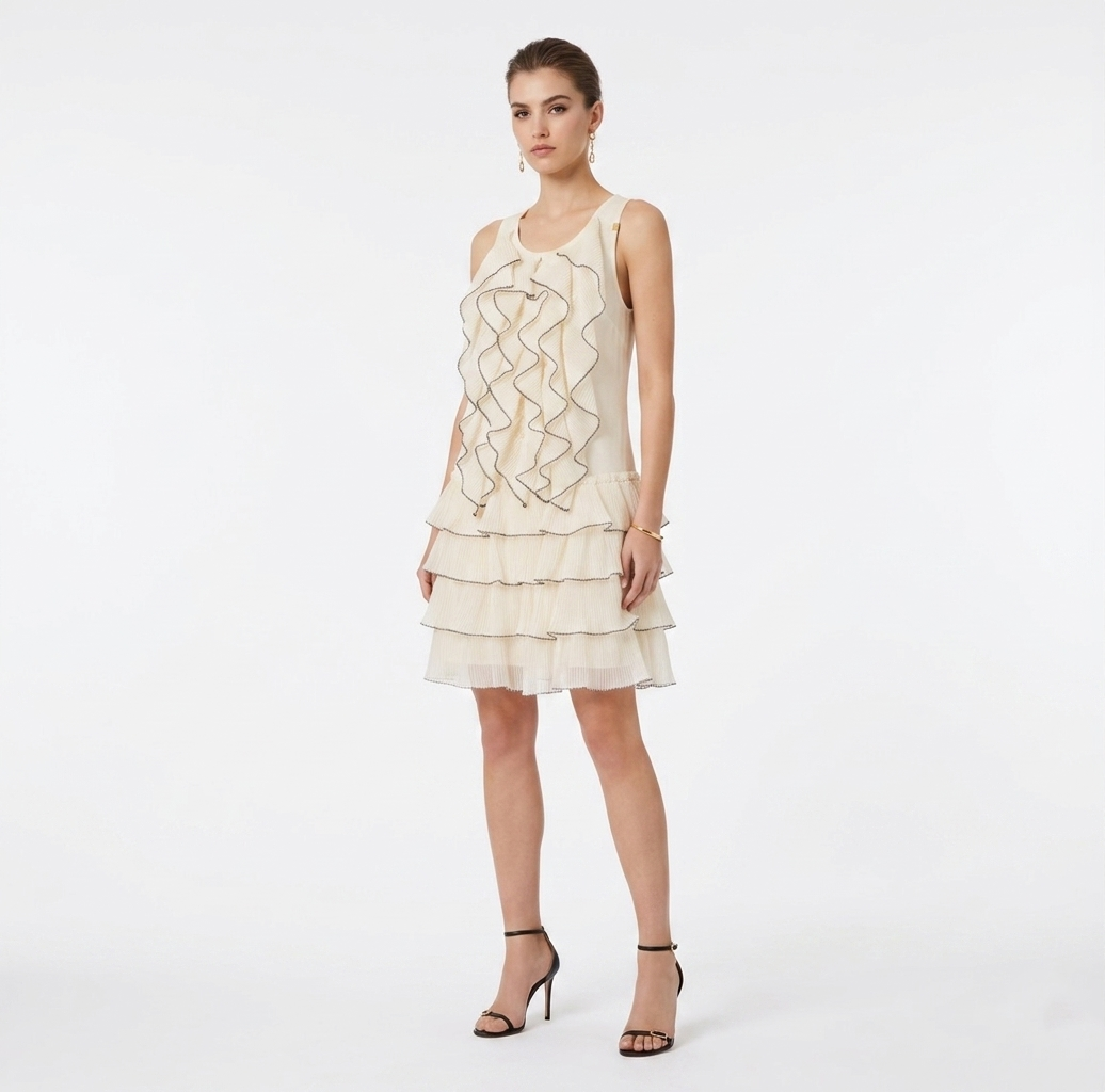 Abito in maglia con ruches e balze Elisabetta Franchi