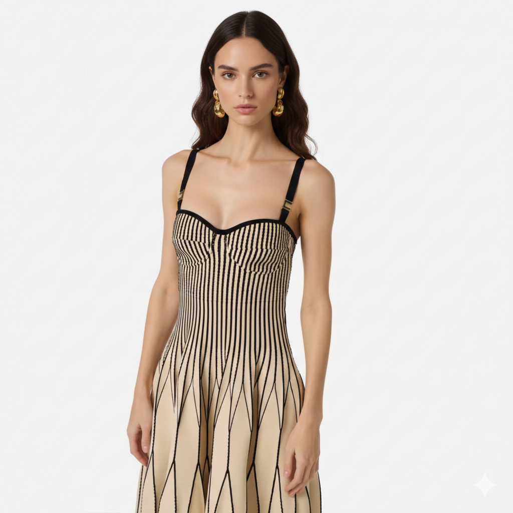 Abito in maglia bicolore Elisabetta Franchi