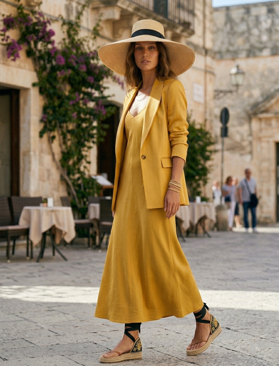 Slip dress in gabardina di misto lino MARELLA