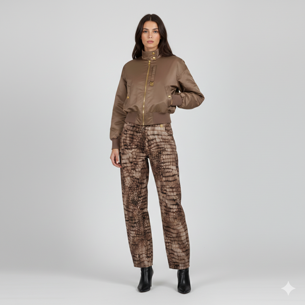 Bomber in nylon con dettagli oro