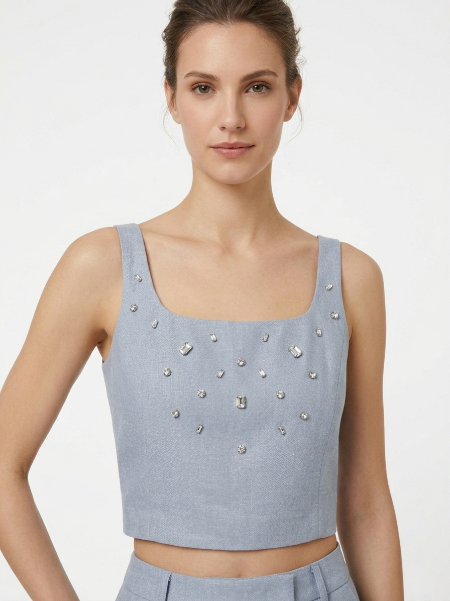 Top in chevron con applicazioni MARELLA