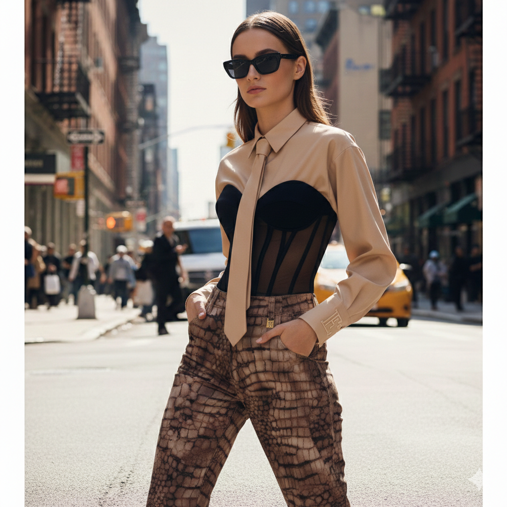 Jeans con stampa alligatore