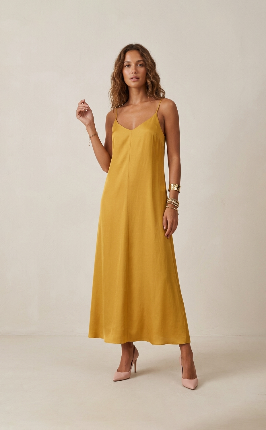 Slip dress in gabardina di misto lino MARELLA