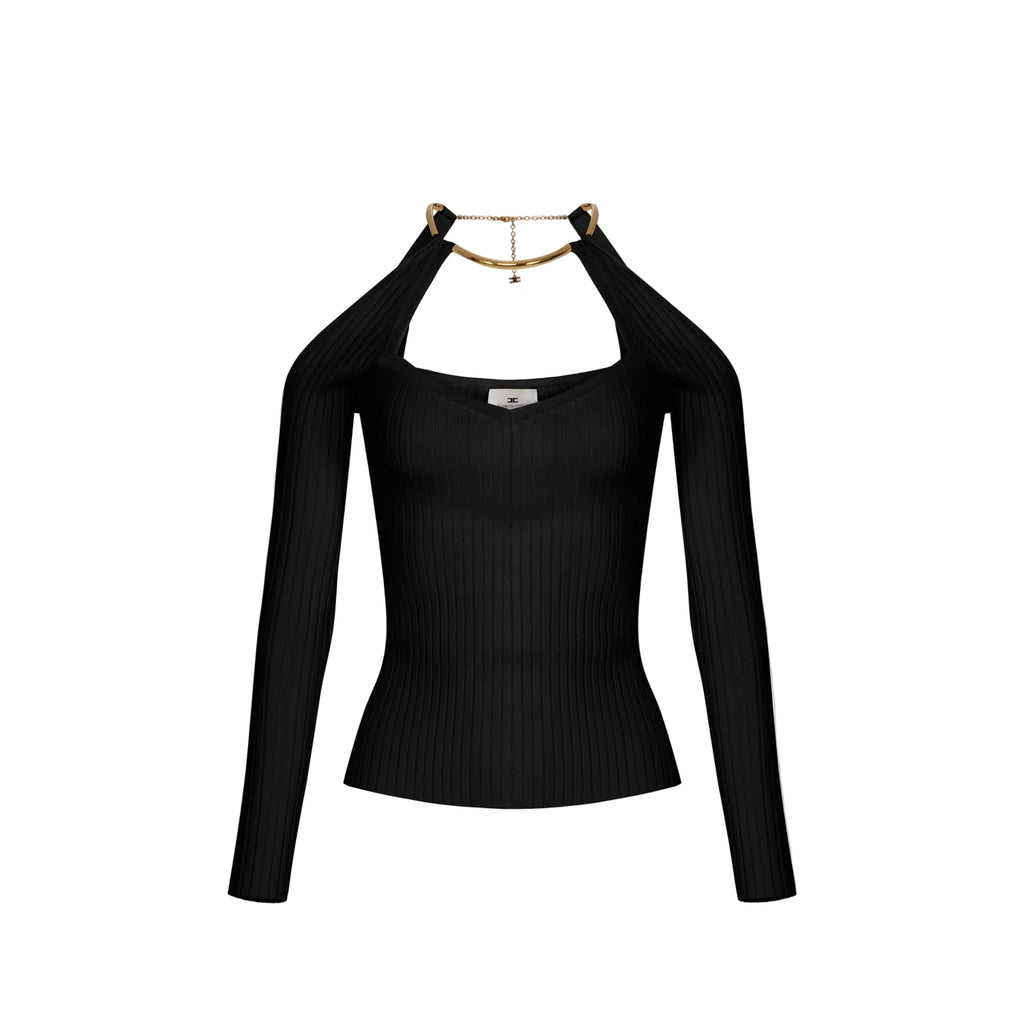 Top in maglia con dettaglio gioiello Elisabetta Franchi