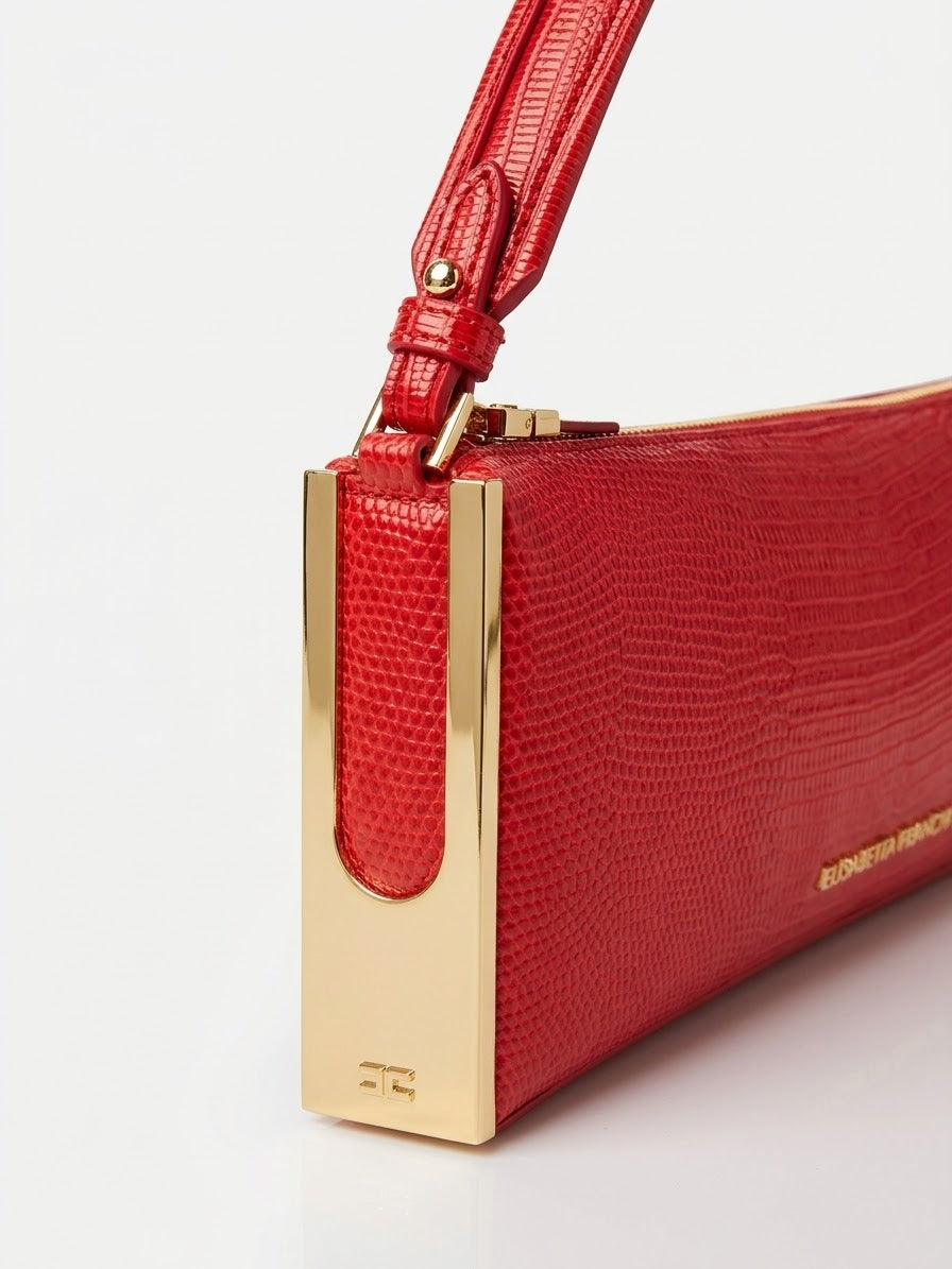 Borsa a spalla con stampa lucertola Elisabetta Franchi
