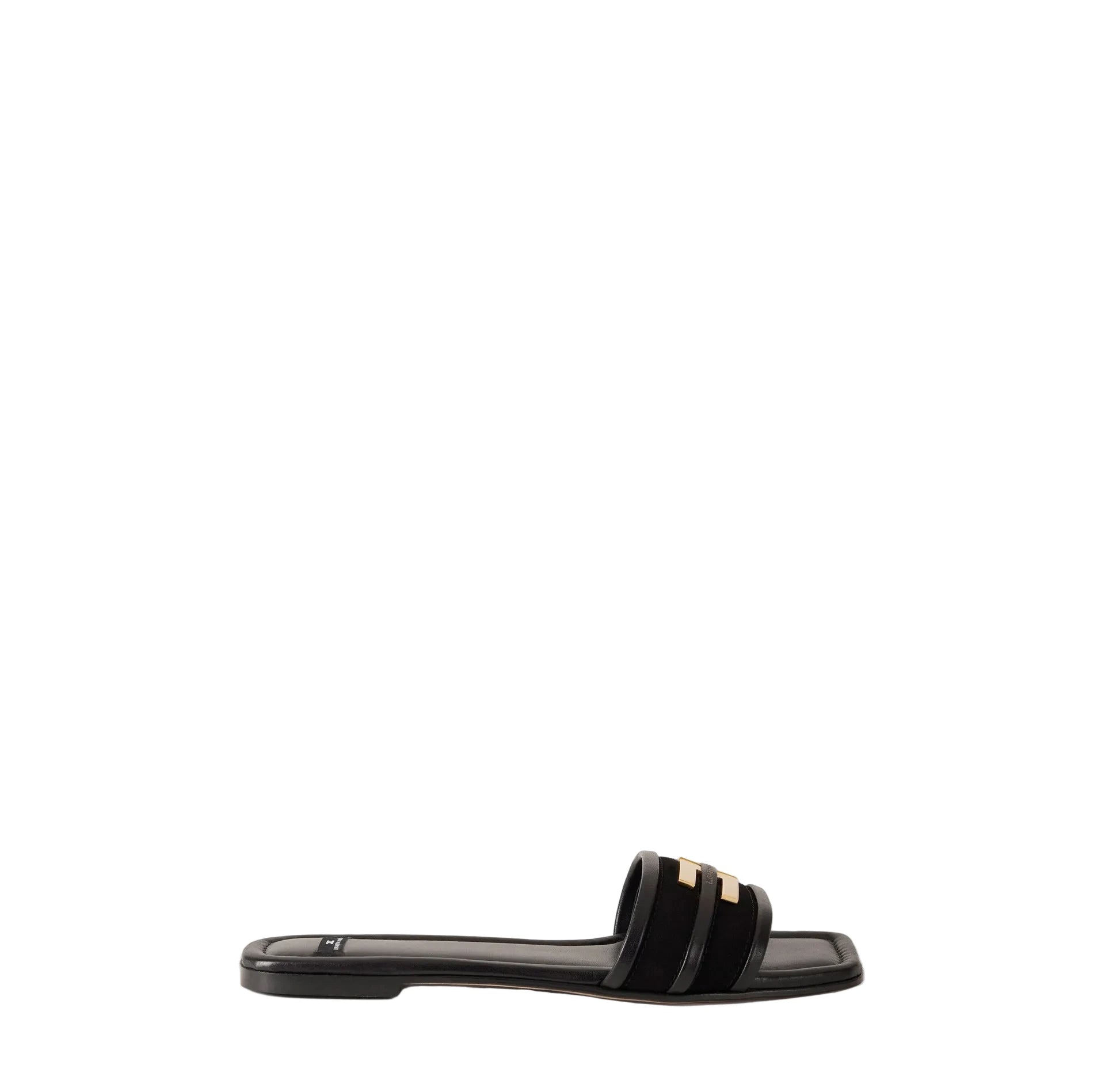 Sandalo flat in pelle con logo Elisabetta Franchi