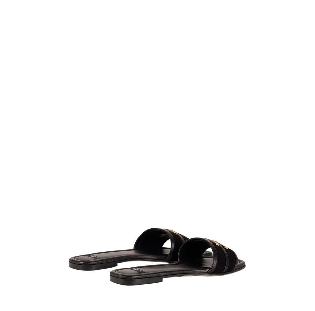 Sandalo flat in pelle con logo Elisabetta Franchi