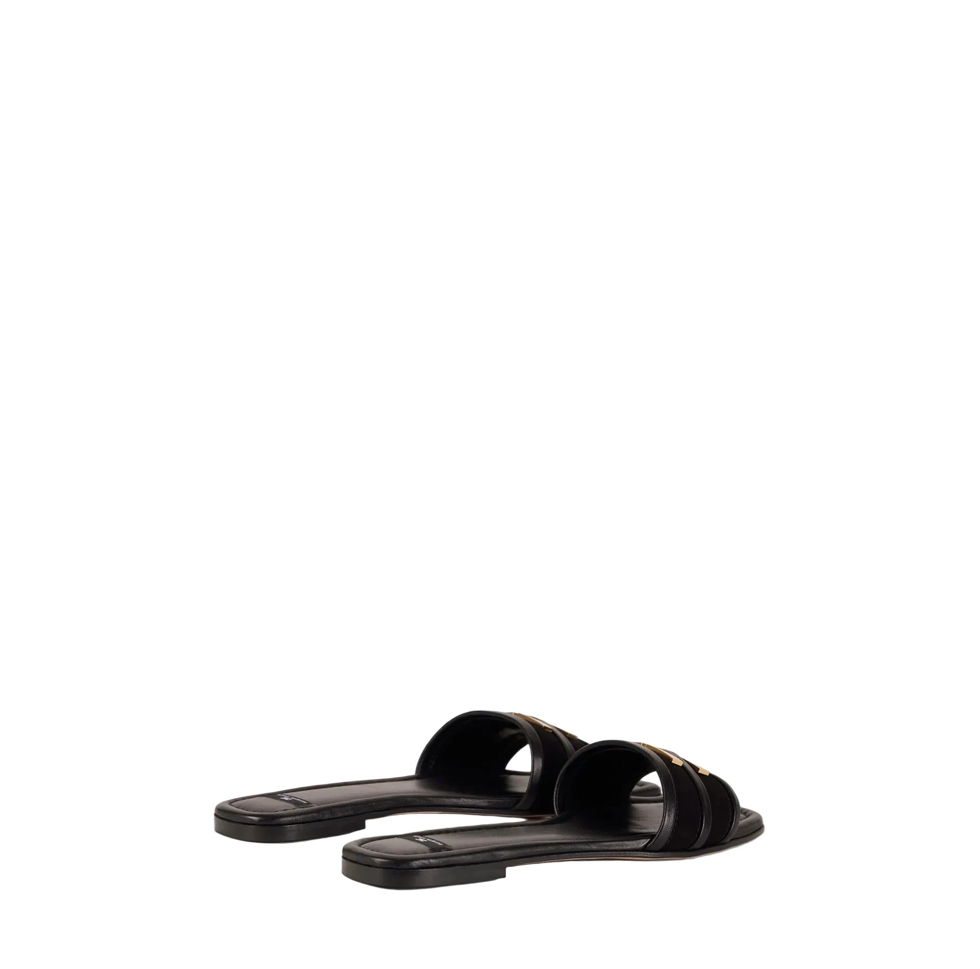 Sandalo flat in pelle con logo Elisabetta Franchi