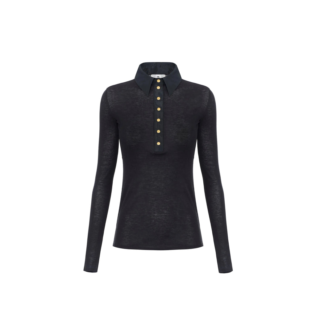 Polo in maglia e taffettà Elisabetta Franchi
