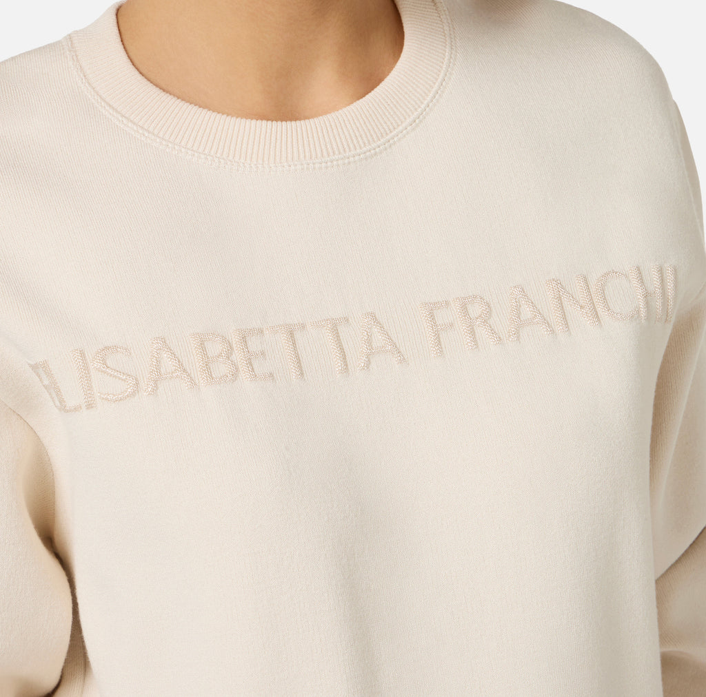 Felpa in maglia con logo Elisabetta Franchi