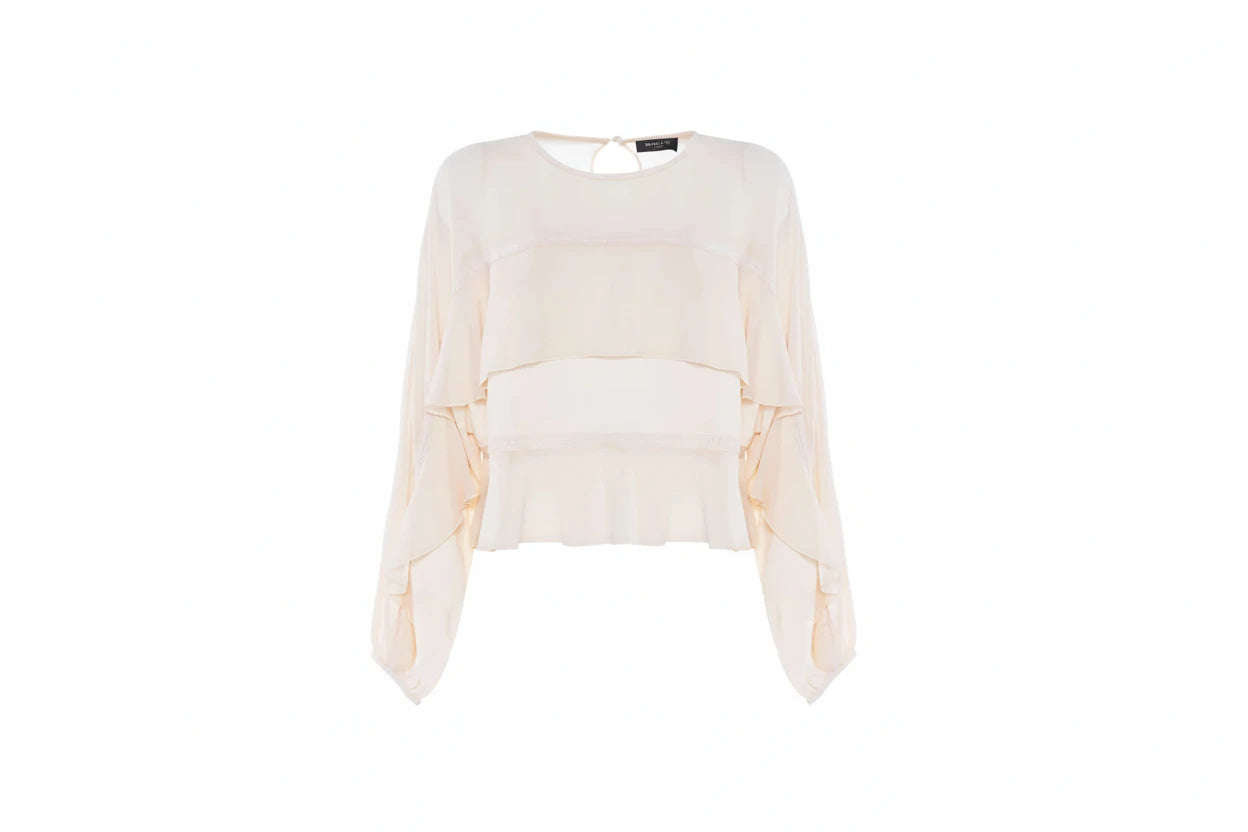 Blusa a maniche lunghe con balze NENETTE